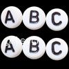 Kunststoff Alphabet Perlen, mit Brief Muster & gemischt, weiß, Grade A, 4x7mm, Bohrung:ca. 1mm, 3600PCs/Tasche, verkauft von Tasche