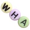 Plastic Alphabet Beads, Flat Round, with letter pattern, mixed colors, Grade A Approx 1mm 