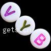 Plastic Alphabet Beads, with letter pattern & mixed, white, Grade A Approx 1mm 