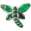 Silber Accent Kunststoff Perlen, Libelle, Silberdruck, grün, Grade A, 14x10x4mm, Bohrung:ca. 1.5mm, 2650PCs/Tasche, verkauft von Tasche