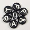 Kunststoff Alphabet Perlen, mit Brief Muster & gemischt, schwarz, Grade A, 4x7mm, Bohrung:ca. 1mm, 3600PCs/Tasche, verkauft von Tasche