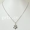 Zinc Alloy Cubic Zirconia Necklace, with Zinc Alloy, Flower, oval chain & with rhinestone, lead & nickel free Inch 