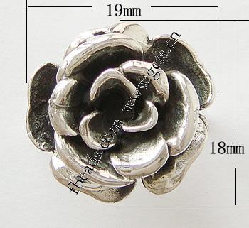 タイの純銀製の指環, タイ銀, 花形, 選択のためのより多くのサイズ, 売り手 パソコン