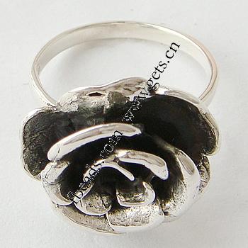 タイの純銀製の指環, タイ銀, 花形, 選択のためのより多くのサイズ, 売り手 パソコン