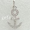 Zinc Alloy Ship Wheel & Anchor Pendant, plated, nautical pattern & with rhinestone Approx 3.5mm 
