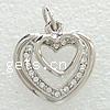 Zinc Alloy Heart Pendants, plated, with rhinestone Approx 5mm 
