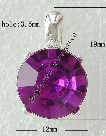 Zinc Alloy Rhinestone Pendants, Round, plated, with rhinestone, more colors for choice, 19x12x9mm, Hole:Approx 3.5mm, Sold By PC
