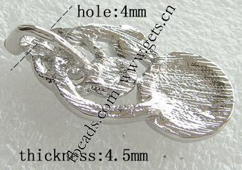 亜鉛合金のラインス トーン ペンダント, 亜鉛合金, メッキ, ライン石のある, 無色, 37.5x18.5x4.5mm, 穴:約 4mm, 売り手 パソコン