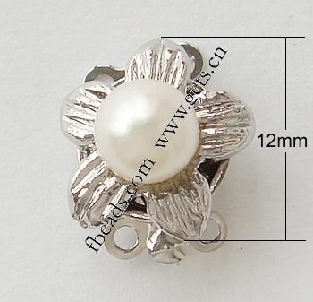Zinc Alloy Box Clasp, Flower, plated, plating thickness more than 3μm & Customized & 2-strand, more colors for choice, 12x12mm, Sold By PC