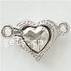 Zinc Alloy Magnetic Clasp, Heart, plated, plating thickness more than 3μm & single-strand Approx 2mm 