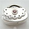 Strass Zink Legierung Europa Perlen, Zinklegierung, Handtasche, plattiert, ohne troll & mit Strass, keine, 13.5x10.5x5mm, Bohrung:ca. 4mm, verkauft von PC