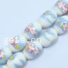 Decal Porcelain Beads, Oval, with flower pattern Approx 3mm 