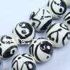 Brushwork Porcelain Beads, Round, decal, white, 12mm Approx 2mm 