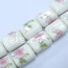 Perles porcelaine D, rectangle, avec le motif de fleurs & décalque Environ 3mm, Vendu par PC