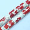 Decal Porcelain Beads, Tube, with flower pattern Approx 3mm 