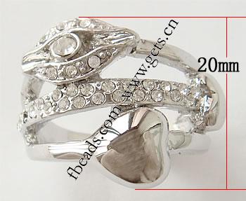 ラインス トーン亜鉛合金指のリング, 亜鉛合金, メッキ, 異なるサイズの選択 & ライン石のある, 無色, 20mm, 売り手 パソコン