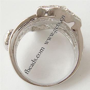 ラインス トーン亜鉛合金指のリング, 亜鉛合金, メッキ, 異なるサイズの選択 & ライン石のある, 無色, 20mm, 売り手 パソコン