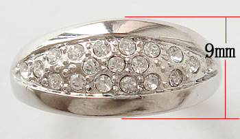 ラインス トーン亜鉛合金指のリング, 亜鉛合金, メッキ, 異なるサイズの選択 & ライン石のある, 無色, 9mm, 売り手 パソコン