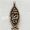 Zinc Alloy Message Pendants, Fish, plated nickel, lead & cadmium free Approx 1.5mm 