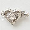 Zinc Alloy Box Clasp, Heart, plated, plating thickness more than 3μm & with Mideast rhinestone & single-strand nickel free Approx 1mm 