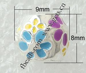 Enamel Zinc Alloy European Beads, Drum, plated, plating thickness more than 3μm & without troll & solid, more colors for choice, cadmium free, 9x8mm, Hole:Approx 4.2-4.5mm, Sold By PC