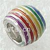 Enamel Sterling Silver European Beads, 925 Sterling Silver, Drum, plated, with troll Approx 4.2-4.5mm 
