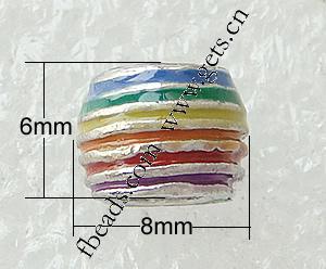 Enamel Zinc Alloy European Beads, Drum, plated, large hole, more colors for choice, 8x6mm, Hole:Approx 4.2-4.5mm, Sold By PC