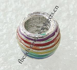 Émail Zinc Alloy European Beads, alliage de zinc, tambour, Plaquage normal, grand trou, plus de couleurs à choisir, 8x6mm, Trou:Environ 4.2-4.5mm, Vendu par PC
