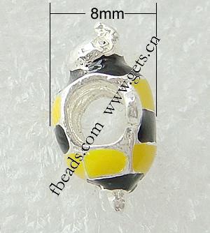 Émail Zinc Alloy European Beads, alliage de zinc, coccinelle, Placage, épaisseur de bordé plus de 3μm & sans filetage & grand trou, plus de couleurs à choisir, sans cadmium, 11x15x8mm, Trou:Environ 4.2-4.5mm, Vendu par PC