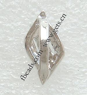 Brass Pinch Bail, Leaf, plated, with rhinestone, more colors for choice, 7x14mm, Sold By PC