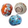 Lampwork Sterling Silver Double Core Beads, With 925 Stamp, Rondelle Approx 4.5MM 