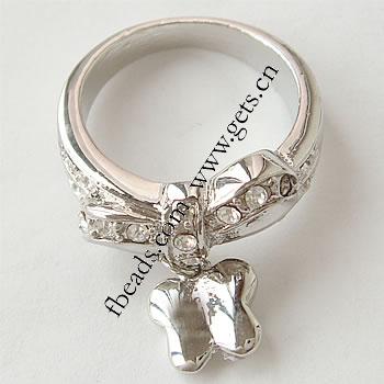 ラインス トーン亜鉛合金指のリング, 亜鉛合金, メッキ, 異なるサイズの選択 & ライン石のある, 無色, 22mm, サイズ:8, 売り手 パソコン