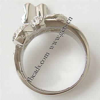 ラインス トーン亜鉛合金指のリング, 亜鉛合金, メッキ, 異なるサイズの選択 & ライン石のある, 無色, 22mm, サイズ:8, 売り手 パソコン