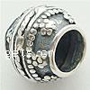 Kein Troll Thailand Echt Silber Europa Perlen, Trommel, mit Blumenmuster & mit Muster von runden Punkten & ohne troll, 9.5x8mm, Bohrung:ca. 5mm, verkauft von PC