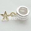 Sterling Silver European Pendants, 925 Sterling Silver, Star, plated, two tone Approx 5mm [