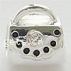 Sterling Silver European Beads, 925 Sterling Silver, Handbag, plated, with rhinestone Approx 4.2mm 