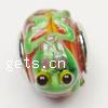 European Lampwork Glass Plating Silver Core Beads, Frog with Color Card,Rondelle Approx 5.0MM 