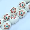 Brushwork Porcelain Beads, Oval, hand drawing, white Approx 3mm 