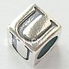 Thaïlande Sterling Silver European Beads, cube, avec le motif de lettre & sans filetage Environ 4mm, Vendu par PC