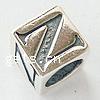 Таиланд стерлингового серебра Пандоры алфавит бисера, Куб, с письмо узором & без Тролль отверстие:Приблизительно 4mm, продается PC