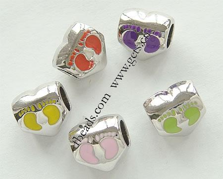 Enamel Zinc Alloy European Beads, Heart, plated, without troll & large hole, more colors for choice, 13x12x10mm, Hole:Approx 6mm, 500PCs/Lot, Sold By Lot