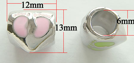 Enamel Zinc Alloy European Beads, Heart, plated, large hole, more colors for choice, 13x12x10mm, Hole:Approx 6mm, Sold By PC