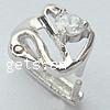 Sterling Silver Pinch Bail, 925 Sterling Silver, Swan, plated, with cubic zirconia 