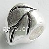 No Troll Thailand Sterling Silver European Beads, 925 Sterling Silver, Leaf, plated, without troll Approx 4.2mm 