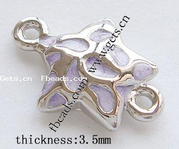 Enamel Zinc Alloy Connector, Star, plated, with rhinestone, more colors for choice, nickel, lead & cadmium free, 17.5x12.5x3.5mm, Hole:Approx 1.5mm, Sold By PC