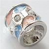 Enamel Zinc Alloy European Beads, Tube, plated, without troll & with rhinestone & large hole cadmium free Approx 4.2-4.5mm 
