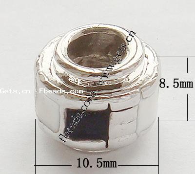 Gota de Europeo de aleación de zinc con esmalte, Tubo, chapado, enchapado grueso más que los 3μm & sólido & con diamantes de imitación & agujero largo, más colores para la opción, 10.5x8.5nn, agujero:aproximado 4.2-4.5mm, Vendido por UD
