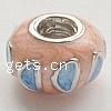 Enamel Zinc Alloy European Beads, Rondelle, plated, plating thickness more than 3μm & without troll & solid & with rhinestone & large hole Approx 4.2-4.5mm 