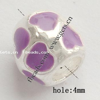 Enamel Zinc Alloy European Beads, Tube, plated, plating thickness more than 3μm & without troll & solid & large hole, more colors for choice, cadmium free, 9x7.5mm, Hole:Approx 4mm, Sold By PC