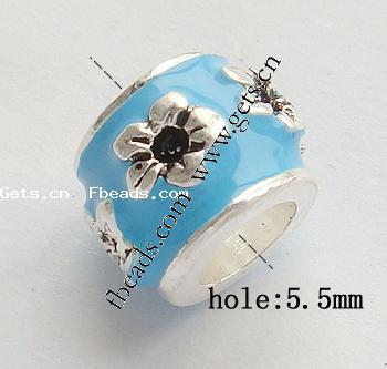 Enamel Zinc Alloy European Beads, Tube, plated, plating thickness more than 3μm & without troll & solid, more colors for choice, cadmium free, 11x8.5mm, Hole:Approx 5.5mm, Sold By PC